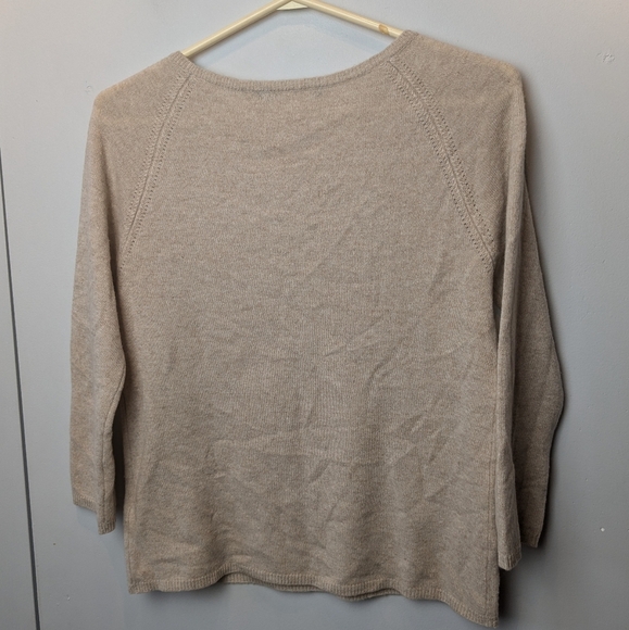 IN CASHMERE Crewneck Women Size Small 100% Cashmere Beige Color 3/4 Sleeves - Picture 7 of 10